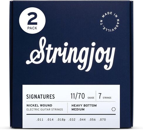 Stringjoy HVY117، 7 سلاسل جيتار كهربائي مميزة، 11-70 مقياس سفلي ثقيل متوسط، 7 سلاسل نيكل، ملحقات الجيتار الكهربائي، أوتار جيتار بديلة للجيتار الكهربائي in Kuwait
