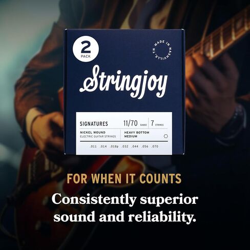 Stringjoy HVY117، 7 سلاسل جيتار كهربائي مميزة، 11-70 مقياس سفلي ثقيل متوسط، 7 سلاسل نيكل، ملحقات الجيتار الكهربائي، أوتار جيتار بديلة للجيتار الكهربائي in Kuwait