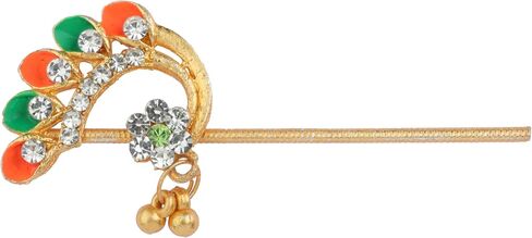 Pack of 2 Bansuri Bansi Decorative Brass God Laddu Gopal Metal Flute Small Size for Ladoo Gopal Meenakari and Rhinestone Flutes for Indian Traditional Diwali Festival Decor (Size:-1.5") in Saudi Arabia