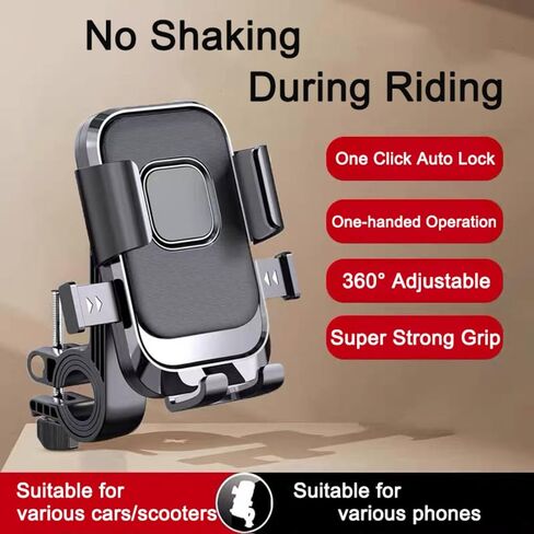 Phone Mount for Electric Scooter/Bike/Motor, Adjustable Handlebar Phone Holder, Fits Any 4.5-7.2 Inches Cellphone in Saudi Arabia