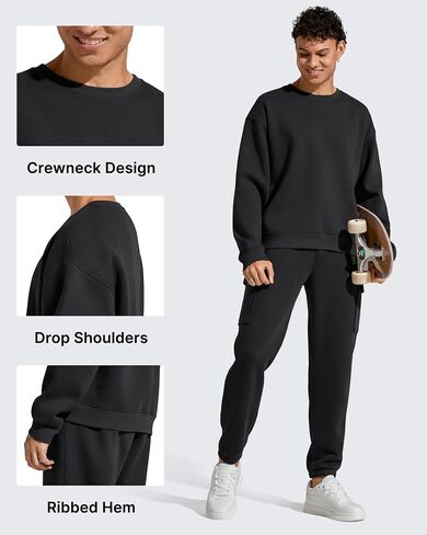 G4Free Flurrylux Men's Fleece Lined Sweatshirts Crewneck Pullover Long Sleeve Cotton Warm Fall Casual Relxed Fit Tops in Saudi Arabia