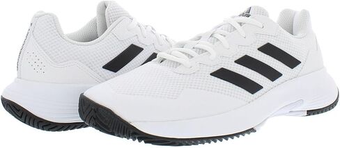 حذاء adidas Gamecourt 2 Wide للرجال مقاس 9، اللون: أبيض سحابي/أسود-أبيض in Saudi Arabia
