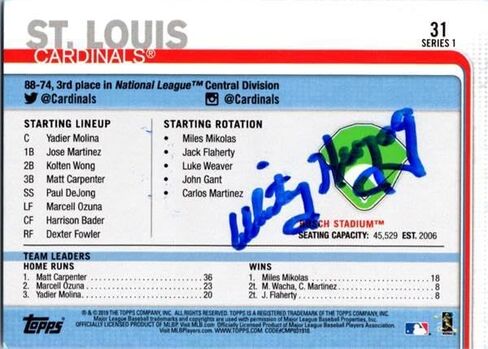 y Herzog autographed Baseball Card (St. Louis Cardinals, SC) 2019 Topps Busch Stadium #31 on back - Baseball Slabbed Autographed Cards in Saudi Arabia
