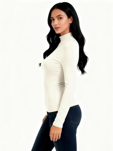 Long Sleeve Turtleneck Women - Mock Neck Basic Shirts Thermal Undershirt Lightweight Base Layer T-Shirt in Saudi Arabia