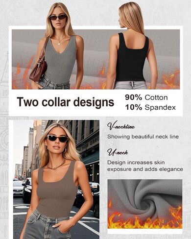3 Pack Women's Thermal Tank Tops Sleeveless Ribbed Undershirts Fleece Lined Reversible V Neck Camisole Base Layer in Saudi Arabia