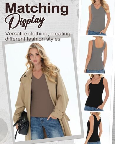 3 Pack Women's Thermal Tank Tops Sleeveless Ribbed Undershirts Fleece Lined Reversible V Neck Camisole Base Layer in Saudi Arabia