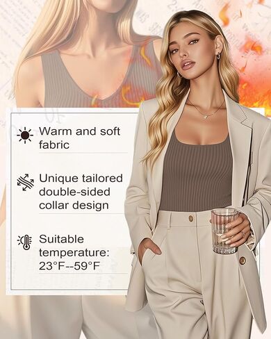 3 Pack Women's Thermal Tank Tops Sleeveless Ribbed Undershirts Fleece Lined Reversible V Neck Camisole Base Layer in Saudi Arabia