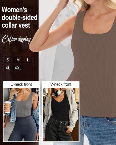 3 Pack Women's Thermal Tank Tops Sleeveless Ribbed Undershirts Fleece Lined Reversible V Neck Camisole Base Layer in Saudi Arabia
