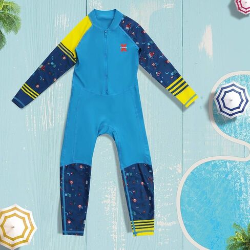 IBTOM CASTLE Boys Girls Full Body Swimsuit Long Sleeve Rash Guard Swimwear One Piece Bathing Suit in Saudi Arabia