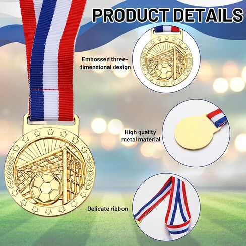 Cunno 24 Pcs Gold Award Medals 2'' Basketball Soccer Medals with Ribbon Trophy Awards for Sports Team Competition Participation Winner Gift in Saudi Arabia