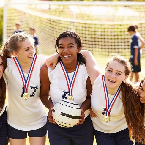 Cunno 24 Pcs Gold Award Medals 2'' Basketball Soccer Medals with Ribbon Trophy Awards for Sports Team Competition Participation Winner Gift in Saudi Arabia