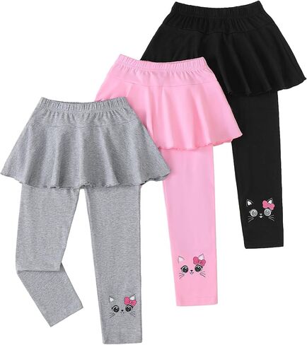 3 Pack Girls Leggings Kids Clothes Toddler Girls Sweatpants Ruffle Skirt Pants Leggings with Skirt 3-7 Years in Saudi Arabia