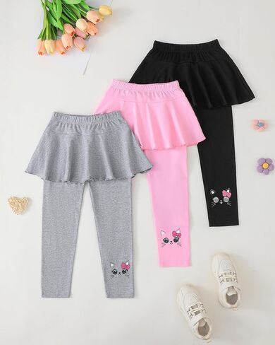 3 Pack Girls Leggings Kids Clothes Toddler Girls Sweatpants Ruffle Skirt Pants Leggings with Skirt 3-7 Years in Saudi Arabia
