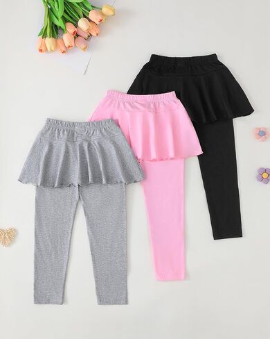 3 Pack Girls Leggings Kids Clothes Toddler Girls Sweatpants Ruffle Skirt Pants Leggings with Skirt 3-7 Years in Saudi Arabia