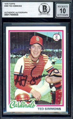 Ted Simmons Gem Mint 10 Beckett BAS Autograph 1978 Topps Signed - Baseball Slabbed Autographed Cards in Saudi Arabia