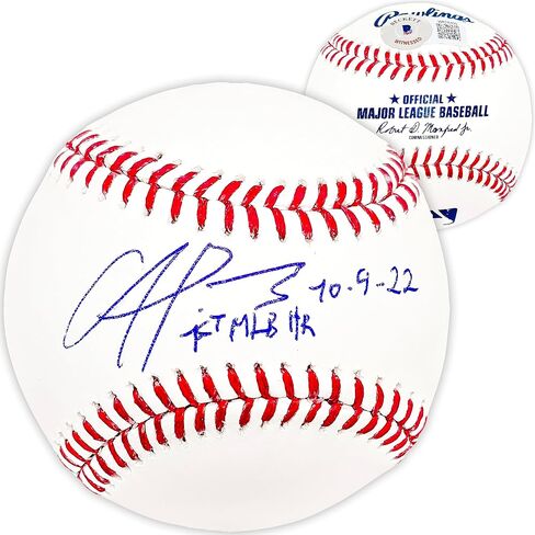 Francisco Alvarez Autographed Official Baseball Mets "1st M.L.B HR 10.4.22" Beckett BAS Witness in Saudi Arabia