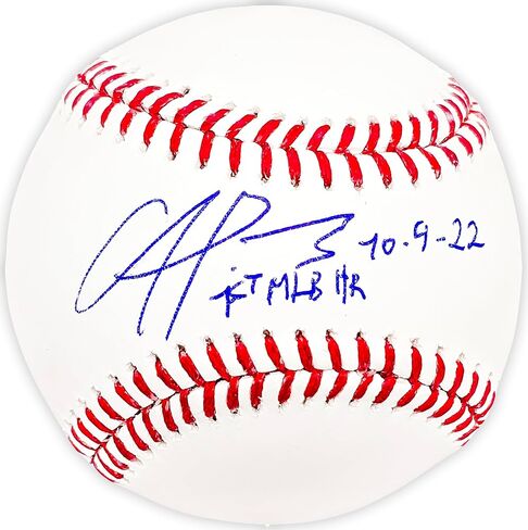 Francisco Alvarez Autographed Official Baseball Mets "1st M.L.B HR 10.4.22" Beckett BAS Witness in Saudi Arabia