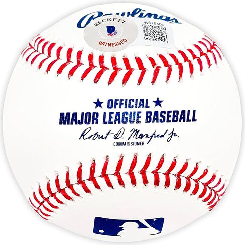 Francisco Alvarez Autographed Official Baseball Mets "1st M.L.B HR 10.4.22" Beckett BAS Witness in Saudi Arabia