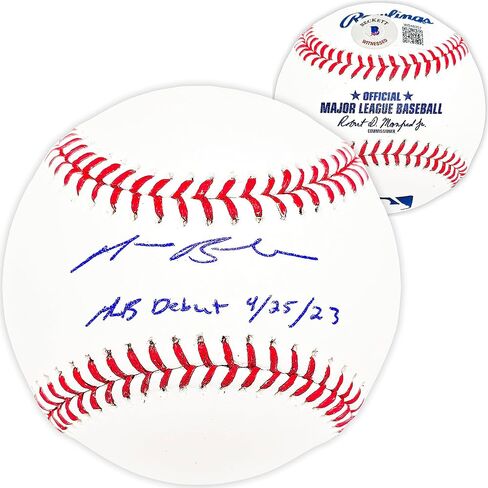 Michael Busch Autographed Baseball Dodgers "M.L.B Debut 4/25/23" Beckett BAS Witness in Saudi Arabia