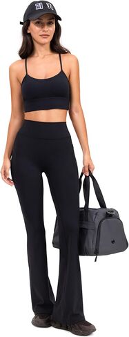 YUNOGA Flare Leggings for Women with Pockets 32" Inseam High Waisted No Front Seam Buttery Soft Gym Yoga Pants in Saudi Arabia