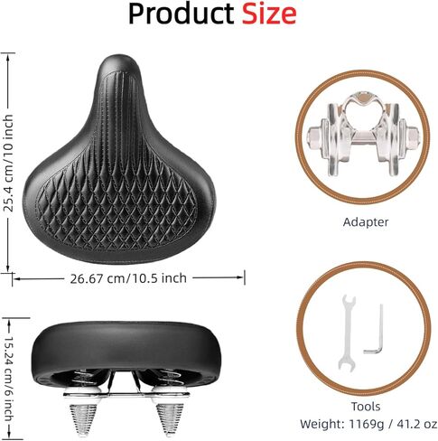 مقعد دراجة واسع للرجال والنساء - سرج مريح عتيق مطور لدراجات كروزر ودراجات المدينة، وسادة مقعد دراجة مريحة مقاومة للماء in Kuwait