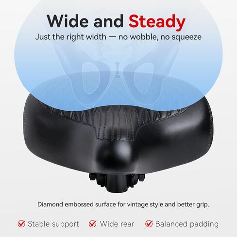 مقعد دراجة واسع للرجال والنساء - سرج مريح عتيق مطور لدراجات كروزر ودراجات المدينة، وسادة مقعد دراجة مريحة مقاومة للماء in Kuwait