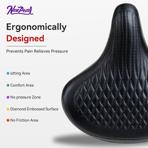 مقعد دراجة واسع للرجال والنساء - سرج مريح عتيق مطور لدراجات كروزر ودراجات المدينة، وسادة مقعد دراجة مريحة مقاومة للماء in Kuwait