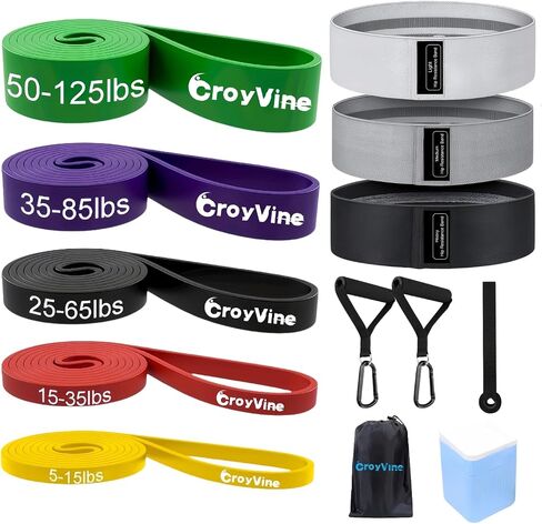Pull Up Bands Resistance Bands Set for Working Out,8 PC Long Exercise Bands & Fabric Booty Bands for Training Hip Thigh Glute Fitness,Home Workouts,Physical Therapy for Men Women in Kuwait