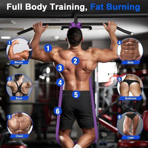 Pull Up Bands Resistance Bands Set for Working Out,8 PC Long Exercise Bands & Fabric Booty Bands for Training Hip Thigh Glute Fitness,Home Workouts,Physical Therapy for Men Women in Kuwait