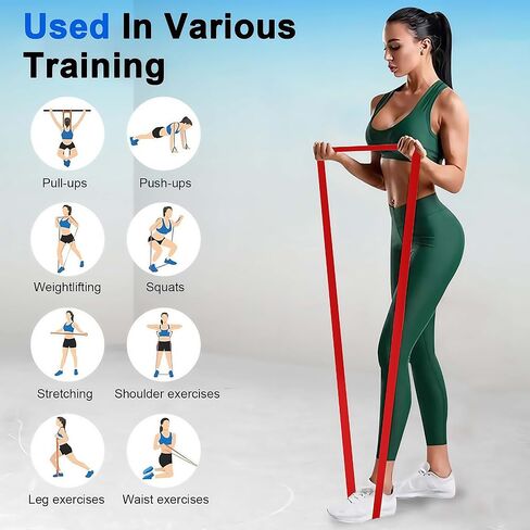 Pull Up Bands Resistance Bands Set for Working Out,8 PC Long Exercise Bands & Fabric Booty Bands for Training Hip Thigh Glute Fitness,Home Workouts,Physical Therapy for Men Women in Kuwait