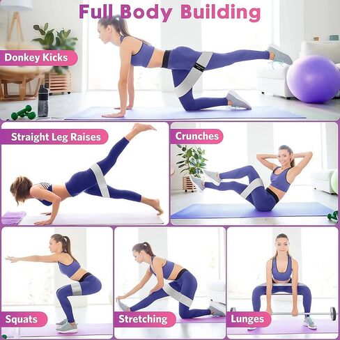 Pull Up Bands Resistance Bands Set for Working Out,8 PC Long Exercise Bands & Fabric Booty Bands for Training Hip Thigh Glute Fitness,Home Workouts,Physical Therapy for Men Women in Kuwait