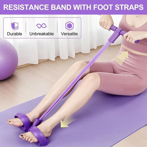 21 Fitness Resistance Bands-4 Tube Pedal Ankle Puller, New Elastic Yoga Pedal Puller Stretch Band for Exercise, AB Training Auxiliary Device Sit Up Exercise Equipment for Women Men in Saudi Arabia