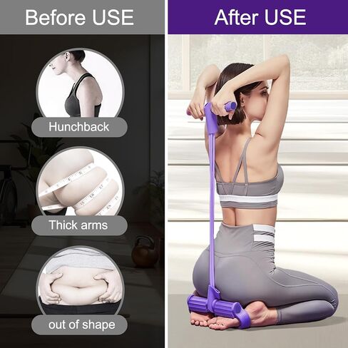 21 Fitness Resistance Bands-4 Tube Pedal Ankle Puller, New Elastic Yoga Pedal Puller Stretch Band for Exercise, AB Training Auxiliary Device Sit Up Exercise Equipment for Women Men in Saudi Arabia