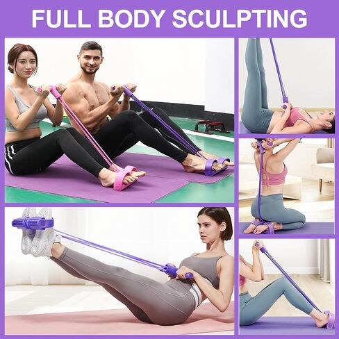 21 Fitness Resistance Bands-4 Tube Pedal Ankle Puller, New Elastic Yoga Pedal Puller Stretch Band for Exercise, AB Training Auxiliary Device Sit Up Exercise Equipment for Women Men in Saudi Arabia
