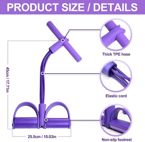 21 Fitness Resistance Bands-4 Tube Pedal Ankle Puller, New Elastic Yoga Pedal Puller Stretch Band for Exercise, AB Training Auxiliary Device Sit Up Exercise Equipment for Women Men in Saudi Arabia