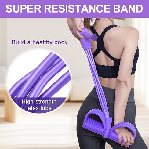 21 Fitness Resistance Bands-4 Tube Pedal Ankle Puller, New Elastic Yoga Pedal Puller Stretch Band for Exercise, AB Training Auxiliary Device Sit Up Exercise Equipment for Women Men in Saudi Arabia