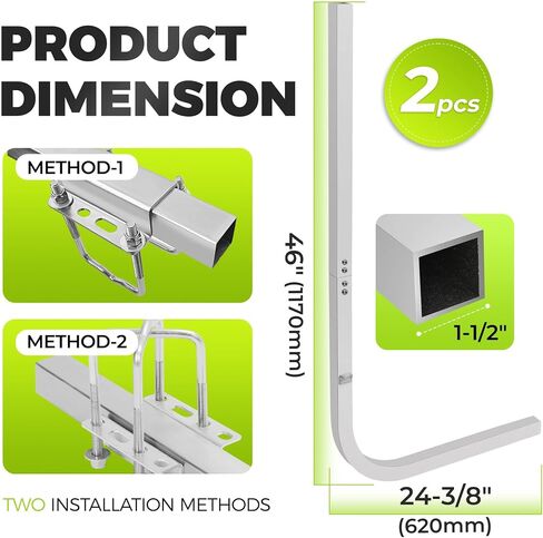 ECOTRIC 46" Boat Trailer Square Guide On Poles Aluminum Rustproof 1 1/2" Tubing Square for Ski Boats, Fishing Boats, Sailboat Trailers in Saudi Arabia