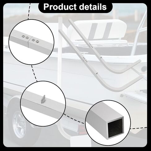 ECOTRIC 46" Boat Trailer Square Guide On Poles Aluminum Rustproof 1 1/2" Tubing Square for Ski Boats, Fishing Boats, Sailboat Trailers in Saudi Arabia