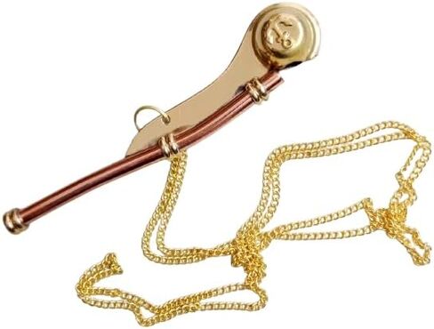 Nautical Solid Brass 5 Inch Boatswain Whistle Chain | Lightweight Portable Whistle Rustic Vintage |For Maritime Signals Communication Ships and Boats Home Decor Gift in Saudi Arabia