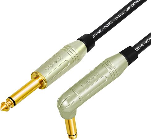 3 Units - 6 Foot - WBC-PRO-Pedal – 22 AWG - Low-Cap (18pF/ft) – Pro-Grade –Graphite-Based - Dual-Shielded Pedal, Effects, Patch, Instrument Cable & Amphenol M-Series Angled & Straight Gold TS Plugs in Saudi Arabia