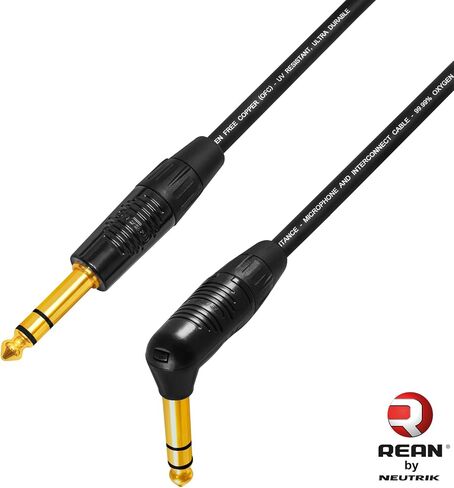 WBC-VALUELINE-2CS (22 AWG) - 2 Units - 2 Foot - Low-Capacitance Shielded Balanced Flexible Interconnect Cables with Neutrik-Rean ¼ Inch (6.35mm) Gold Angled to Straight TRS Stereo Phone Plugs in Saudi Arabia