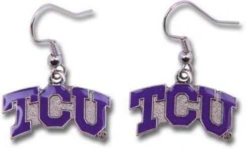 NCAA TCU Horned Frogs "TCU" Script Logo Dangler Earrings in Saudi Arabia