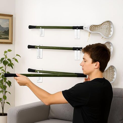 Leinuosen 2 Pcs Lacrosse Stick Wall Mount Crystal Clear Acrylic Hockey Stick Display Rack Ice Hockey Organizer Hanger Holder Fits Standard Size Shafts, Easy Install for Sports Equipment in Saudi Arabia