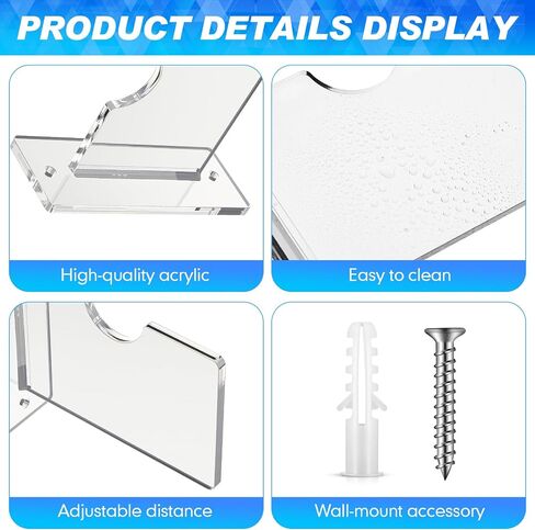 Leinuosen 2 Pcs Lacrosse Stick Wall Mount Crystal Clear Acrylic Hockey Stick Display Rack Ice Hockey Organizer Hanger Holder Fits Standard Size Shafts, Easy Install for Sports Equipment in Saudi Arabia