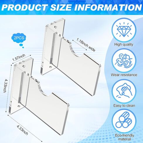 Leinuosen 2 Pcs Lacrosse Stick Wall Mount Crystal Clear Acrylic Hockey Stick Display Rack Ice Hockey Organizer Hanger Holder Fits Standard Size Shafts, Easy Install for Sports Equipment in Saudi Arabia
