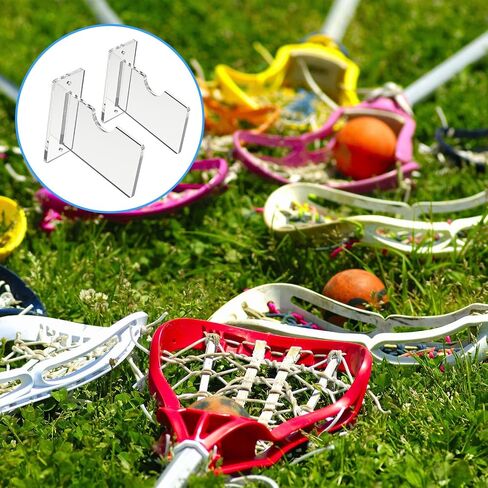 Leinuosen 2 Pcs Lacrosse Stick Wall Mount Crystal Clear Acrylic Hockey Stick Display Rack Ice Hockey Organizer Hanger Holder Fits Standard Size Shafts, Easy Install for Sports Equipment in Saudi Arabia