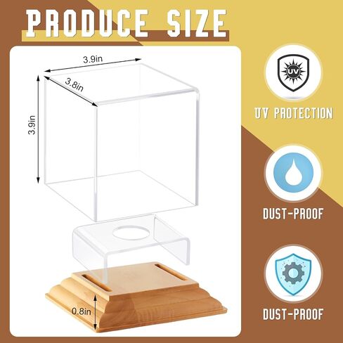 Acrylic Billiards Display Case with Wood Base, UV Protected Clear Display Cube Memorabilia Showcase Ball Protector for Billiards, Pool Ball, Memorabilia Gifts in Saudi Arabia