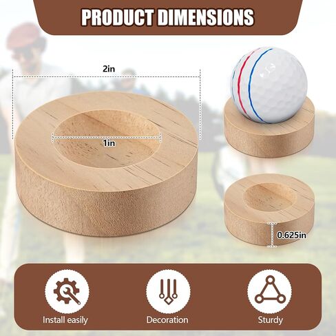 Thyle Wooden Single Golf Ball Display Stand 2 Inches Golf Ball Holder Mini Round Wood Display Bases Stand for Egg Stone Rock Desk Decor in Saudi Arabia
