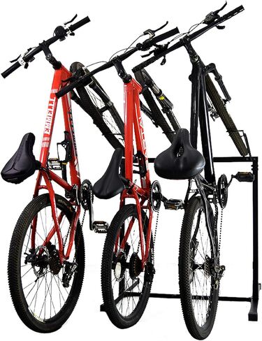 3 Bikes Stand Rack, Bikes Floor Stand for Garage, Indoor, Outdoor, Bicycle Parking Rack Fit 20"-29" Mountain Road and Kids Bikes, Max Tire Width 2.9" Easy to Install, Black in Saudi Arabia