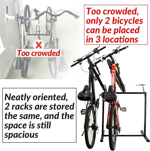 3 Bikes Stand Rack, Bikes Floor Stand for Garage, Indoor, Outdoor, Bicycle Parking Rack Fit 20"-29" Mountain Road and Kids Bikes, Max Tire Width 2.9" Easy to Install, Black in Saudi Arabia